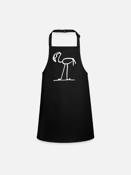 Flamant rose dessin eau oiseau rose - Tablier Enfant - noir - Devant