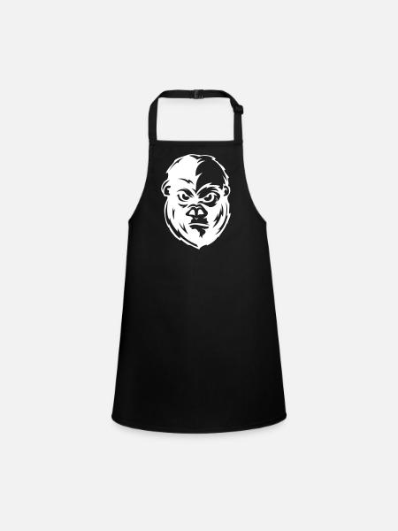 Gorilla Face Animal - Children's Apron - black - Front
