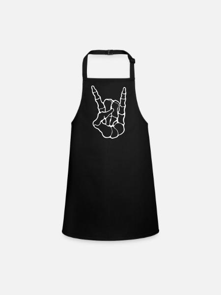 Metalhand / Pommesgabel / Metal - Schürze für Kinder - Schwarz - Vorne