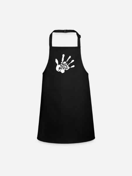 Dub Step Techno Music Party Club Text Handprint - Children's Apron - black - Front