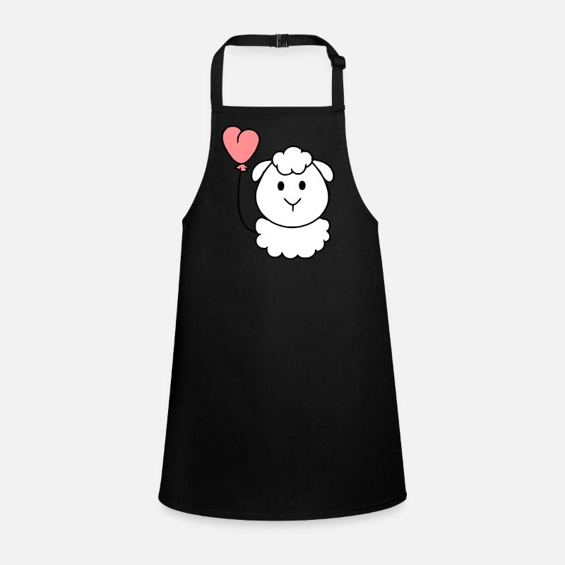 Sheep with heart balloon - Children's Apron - black