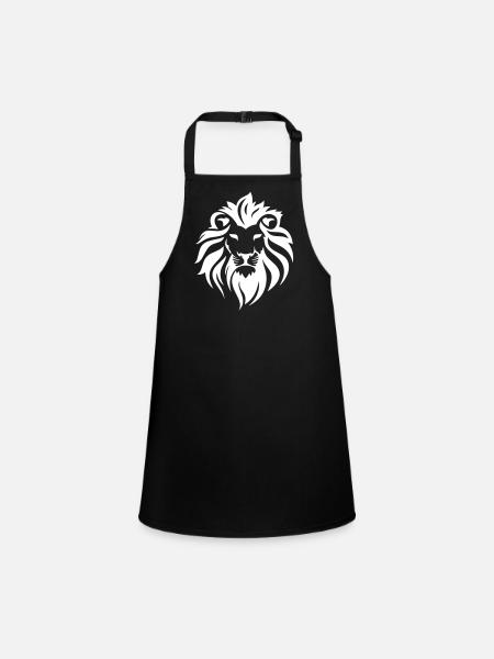 lion - Children's Apron - black - Front