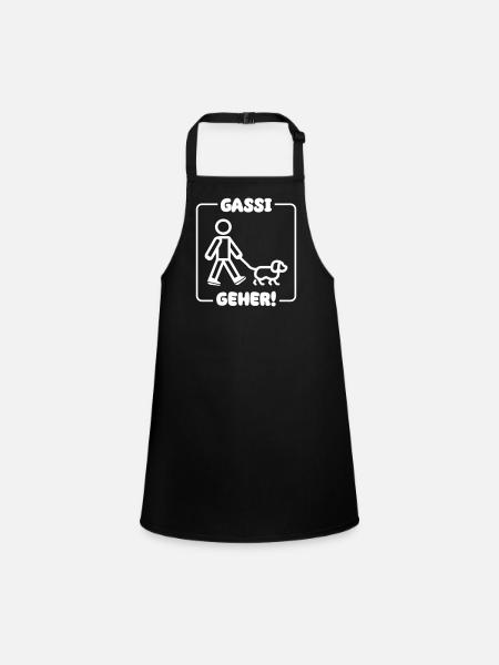 Gassi Gehen Hund - Schürze für Kinder - Schwarz - Vorne