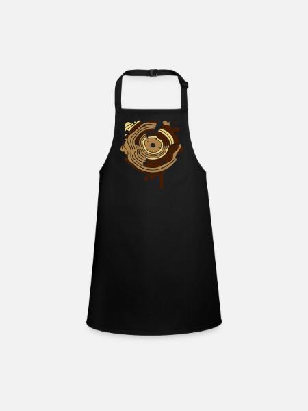 The annual rings of a tree as a graffiti - Children's Apron - black - Front