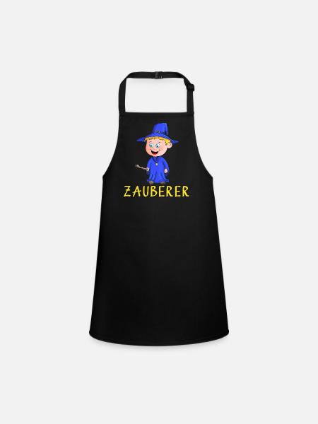 Magier - Zauberer - Schürze für Kinder - Schwarz - Vorne