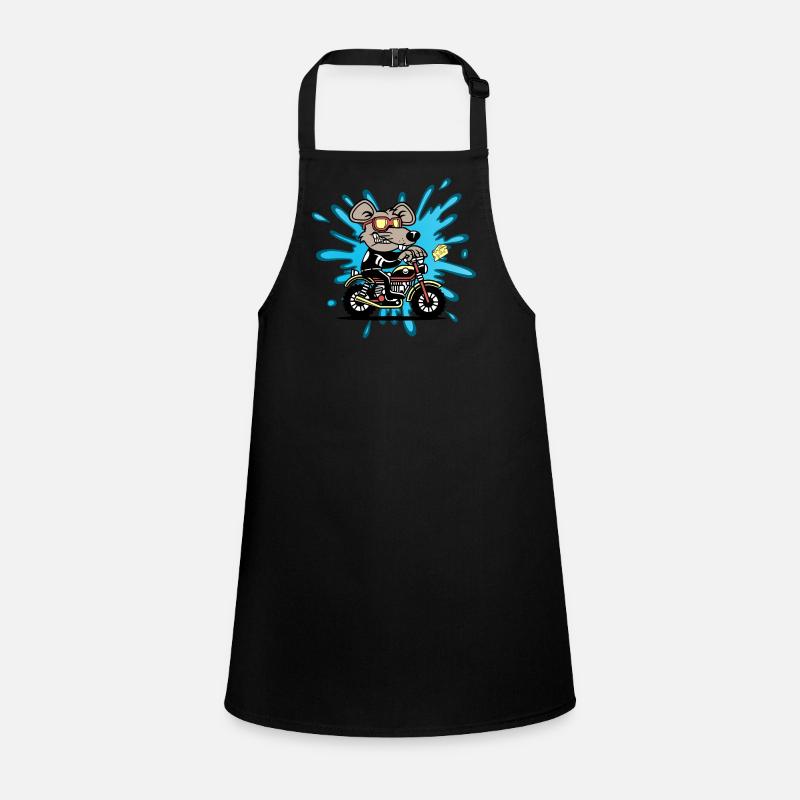 Mouse rat cheese motorcycle comic cartoon Children's Apron