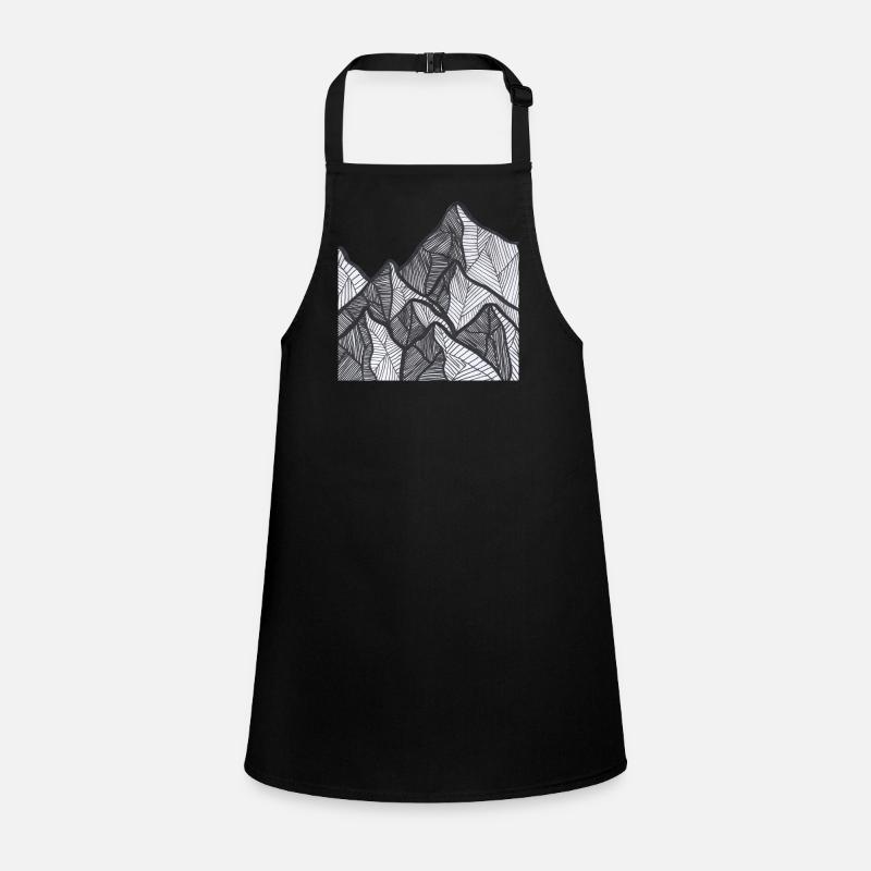 Black and white mountain lines Children's Apron