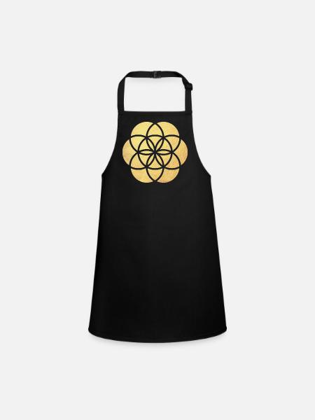 Fleur de Yoga d’Or od Life Fleur de Vie namaste - Tablier Enfant - noir - Devant