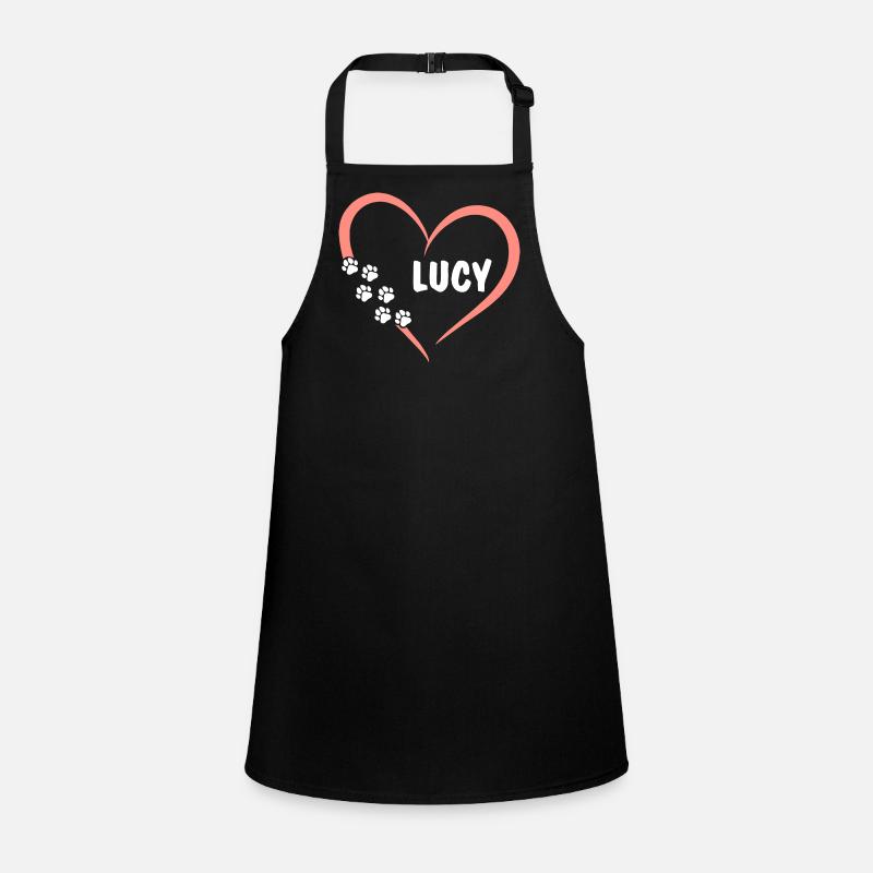 Heart with paw prints and name Lucy Children's Apron