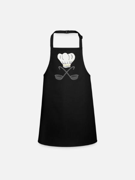Toque de chef avec louches à soupe, cuisson - Tablier Enfant - noir - Devant