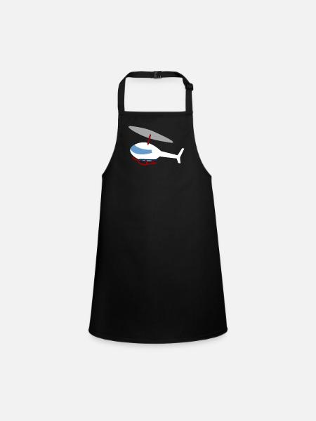 White Helicopter - Children's Apron - black - Front
