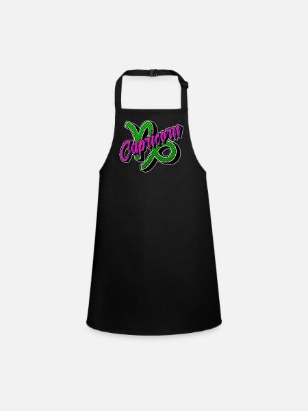 Zodiac Sign Sky Capricorn Horoscope Galaxy - Children's Apron - black - Front