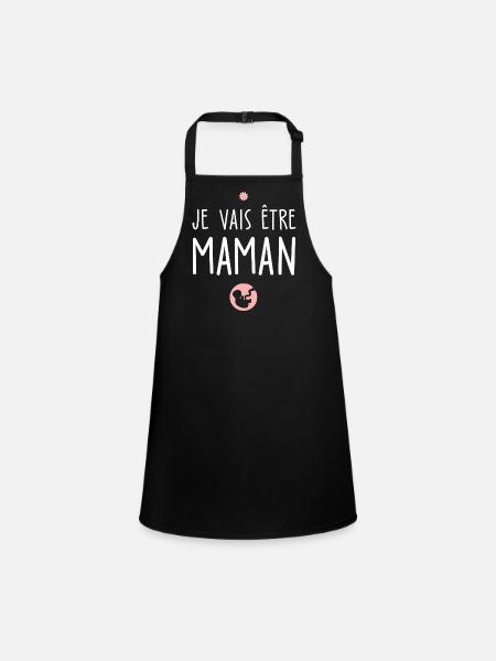 je vais être maman / future maman d'amour - Tablier Enfant - noir - Devant