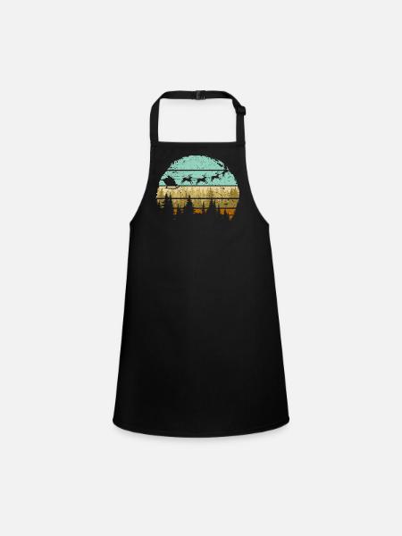 Deer Forest Stripes Silhouette - Children's Apron - black - Front
