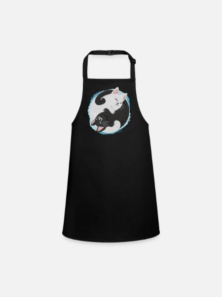 Jing Jang Katzen - Schürze für Kinder - Schwarz - Vorne