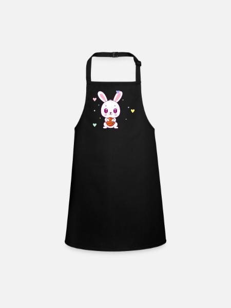 Cute Basketball Bunny - Children's Apron - black - Front