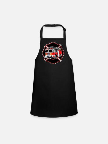Rescuer fire engine fire brigade professional fire brigade - Children's Apron - black - Front