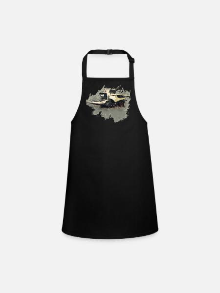 Corn Picker Combine Harvester Tractor - Children's Apron - black - Front