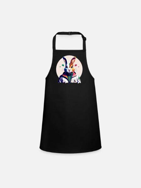Bunny, Easter Bunny - Children's Apron - black - Front