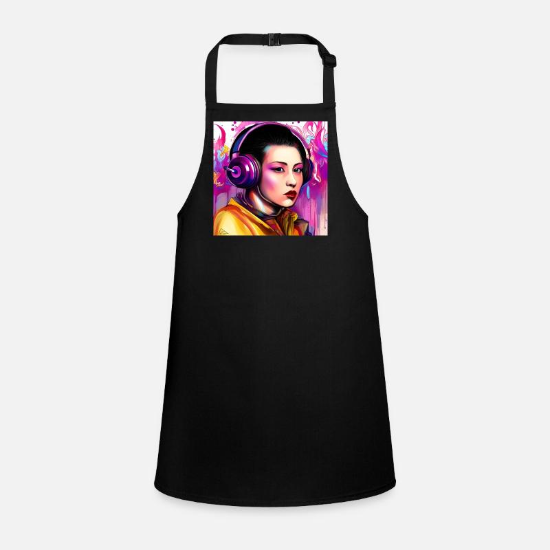 Neon Headphones Portrait Pop Art Style Children's Apron