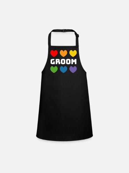 Rainbow Hearts Groom blanc - Tablier Enfant - noir - Devant