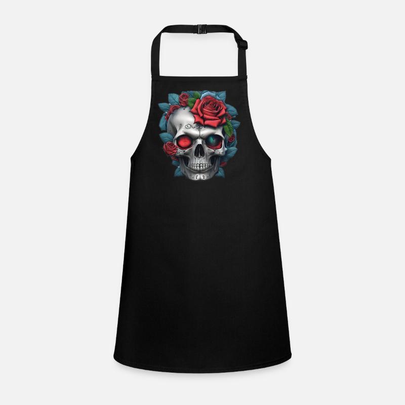 Totenkopf mit Rosen Schürze für Kinder