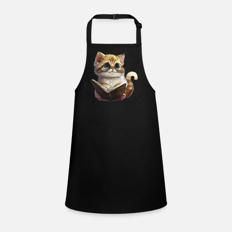 Chaton de lecture avec des lunettes Chat de lecture Tablier Enfant