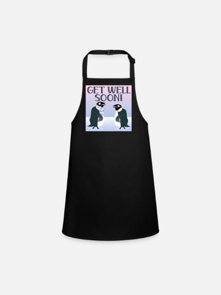 GET WELL SOON - PENGUIN ANIMAL BIRDS - WINTER - Children's Apron - black - Front