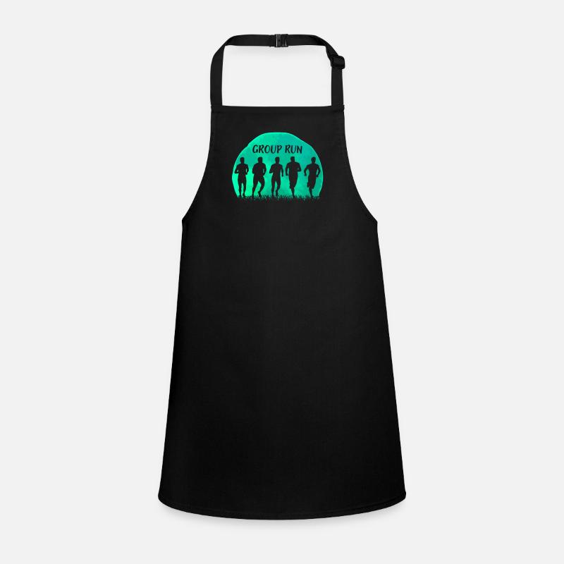 Group Run Group run in a team with grass and moon Children's Apron