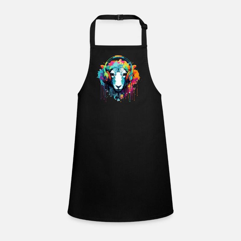 Moutons avec écouteurs Moutons animaux - Tablier Enfant - noir