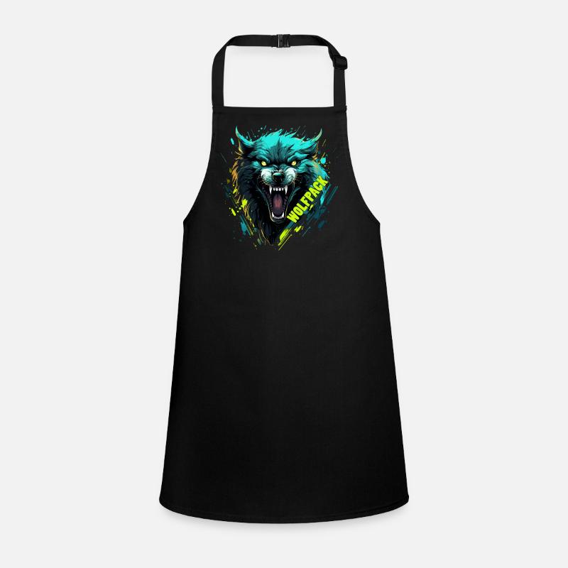 Neon Wolf Mask Children's Apron