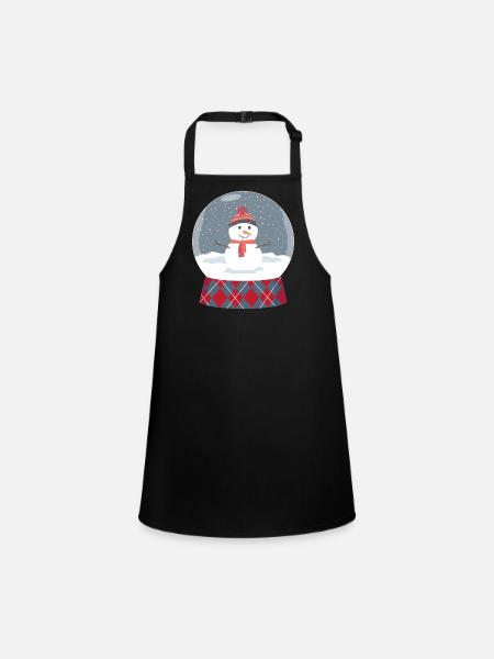 Glass ball with snowman - Children's Apron - black - Front