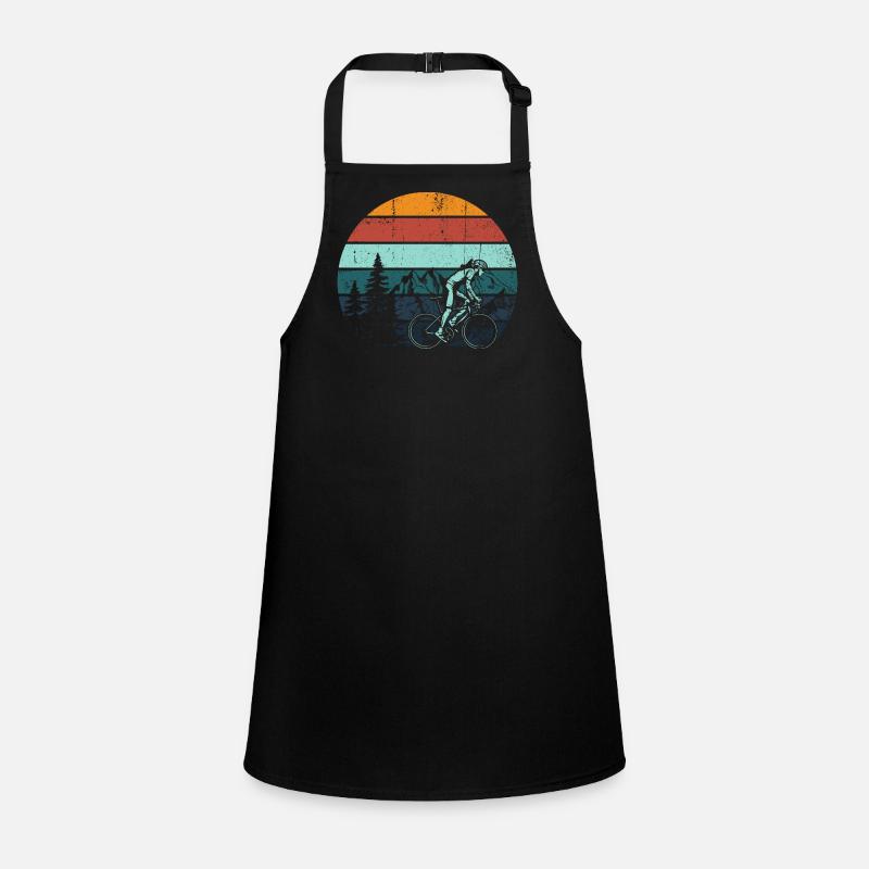 Retro Mountain Rider Sunset - Children's Apron - black