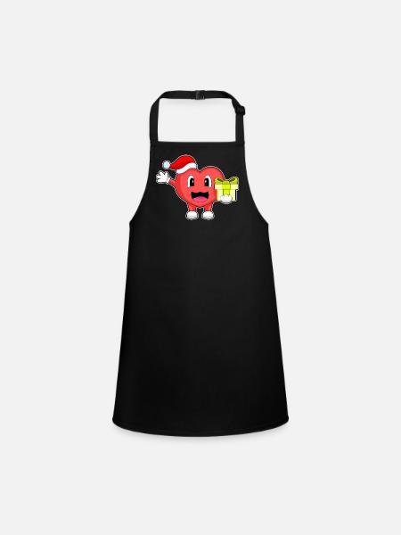 Heart Christmas Package - Children's Apron - black - Front
