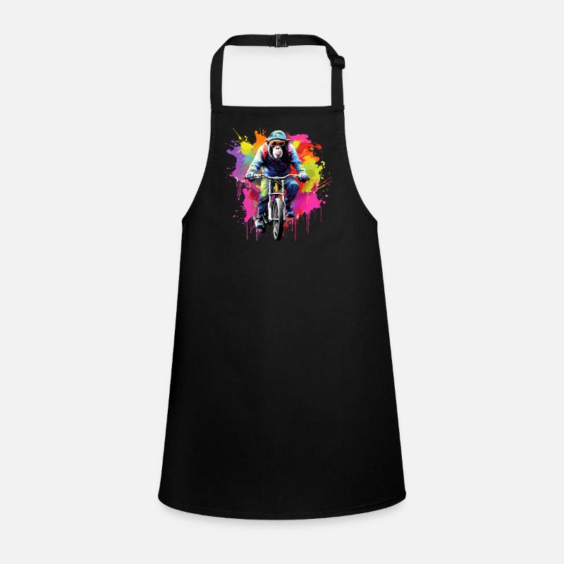 Monkey with mountain bike, bicycle, chimpanzee, monkey Children's Apron