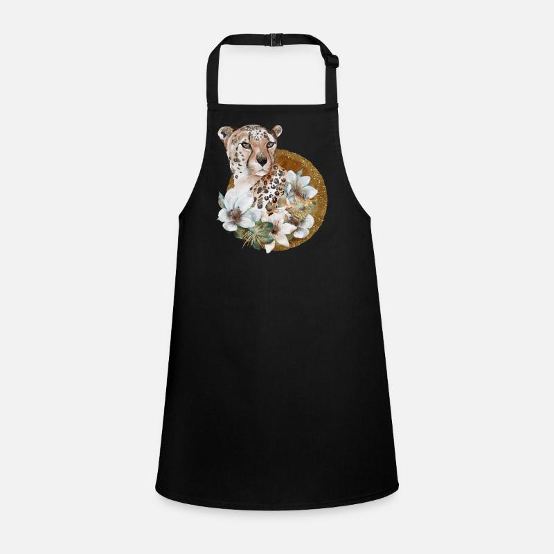 Leopard with gold and flowers Children's Apron