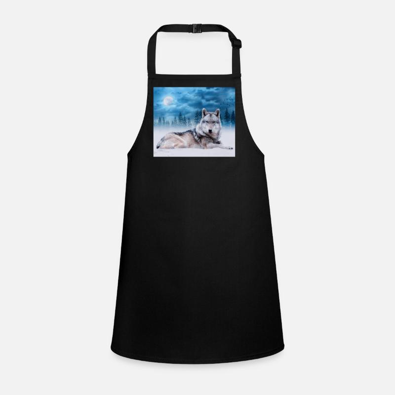 Loup Solitaire / Loups Loup Lune Clair De Lune Faune Tablier Enfant