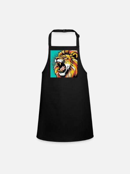 Lion Pop Art - Children's Apron - black - Front