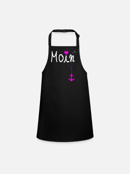 Moin Pink Pinker Glitzer Bling Prinzessin - Schürze für Kinder - Schwarz - Vorne