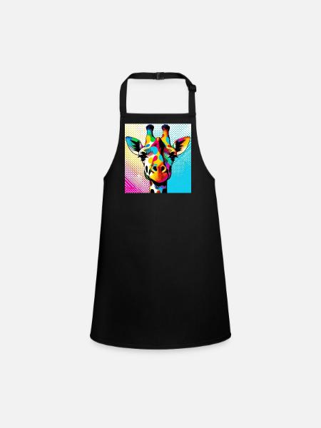 Giraffe Pop Art - Schürze für Kinder - Schwarz - Vorne