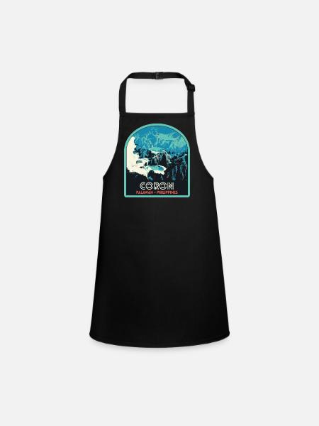 Tropical Paradise: Coron Coast, Palawan - Children's Apron - black - Front
