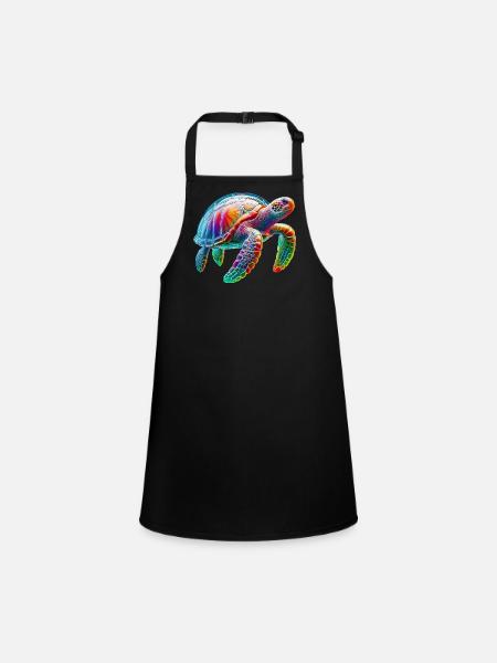 Turtle - Children's Apron - black - Front