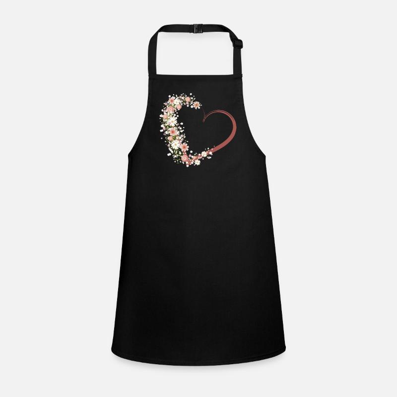 Coeur calligraphie embelli fleurs et souffle de bébé Tablier Enfant