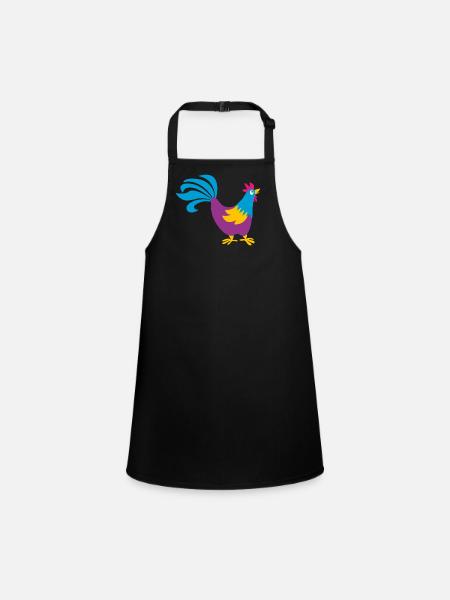 rooster colorful rooster farm animal easter animals - Children's Apron - black - Front