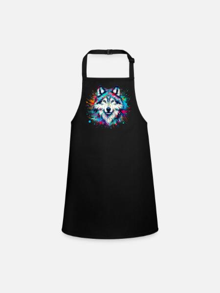 Wolf - Children's Apron - black - Front