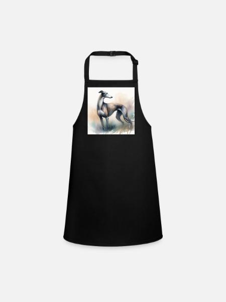 Aquarell Greyhound - Schürze für Kinder - Schwarz - Vorne