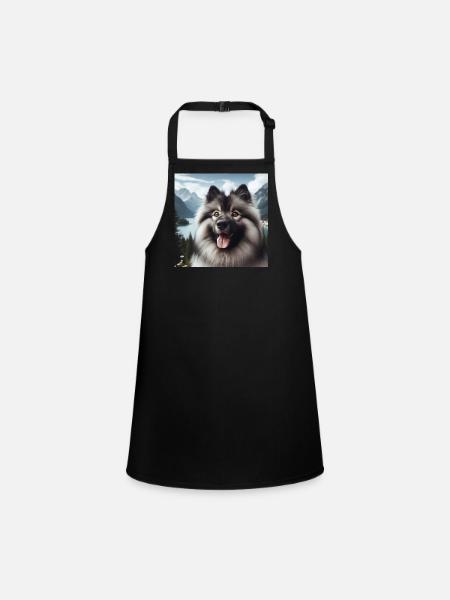 Cheerful Wolfspitz - Children's Apron - black - Front