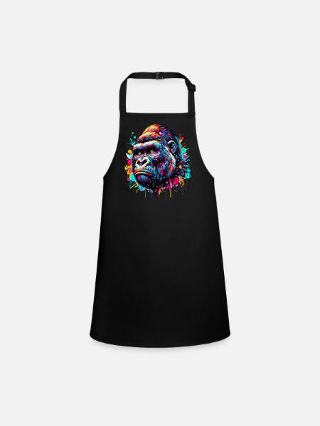 Gorilla - Children's Apron - black - Front