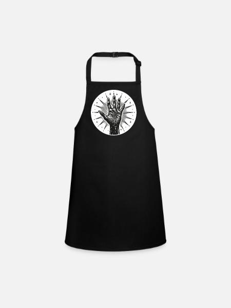 Star Hand with Flashes - Children's Apron - black - Front