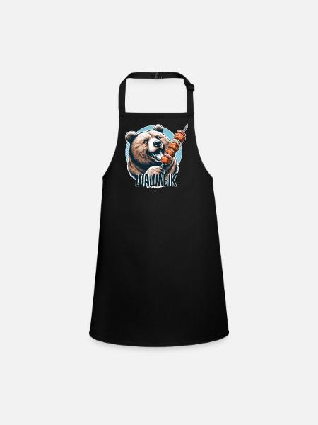 Shashlik meat skewer bear Russian gift - Children's Apron - black - Front